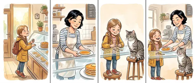 Petra, einen Pfannkuchen mit Butter, bitte!