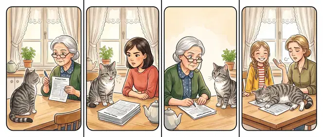 The neighbours in a small comic