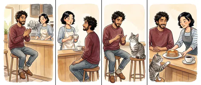 The neighbours in a small comic