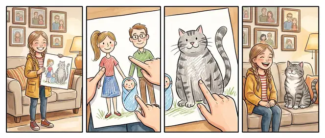 The neighbours in a small comic