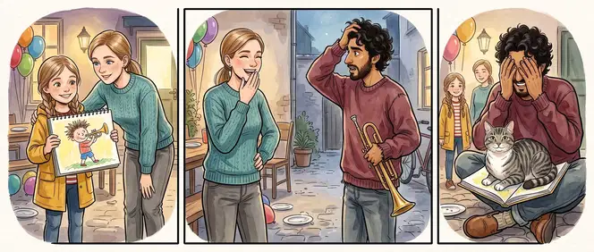 The neighbours in a small comic