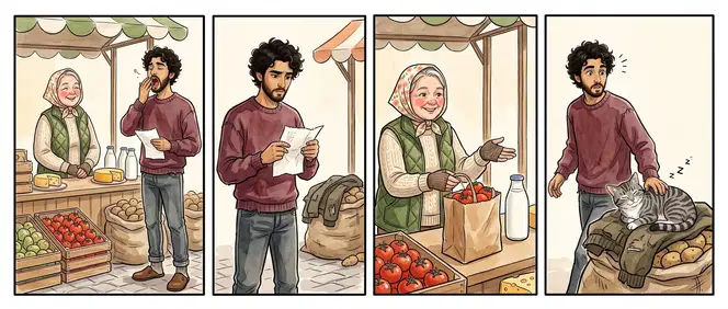 The neighbours in a small comic