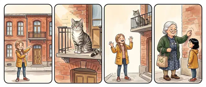 The neighbours in a small comic