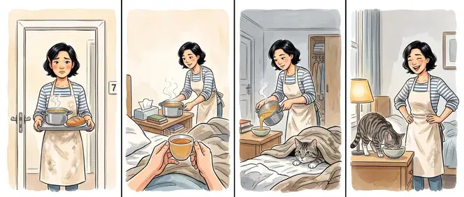 The neighbours in a small comic