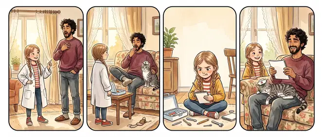 The neighbours in a small comic