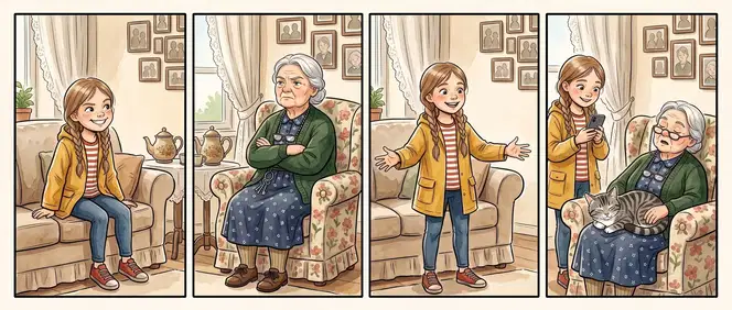 The neighbours in a small comic