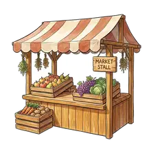 stall (at a market or festival)